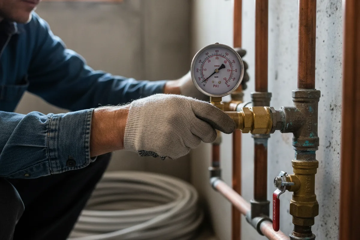 Pressure testing a repaired line during Water Line Repair in Scenery Hill
